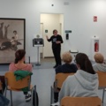 Presentción da nosa reprodución do cadro de Castelao "A derradeira leición do mestre" na Casa da Cultura de Bertamiráns